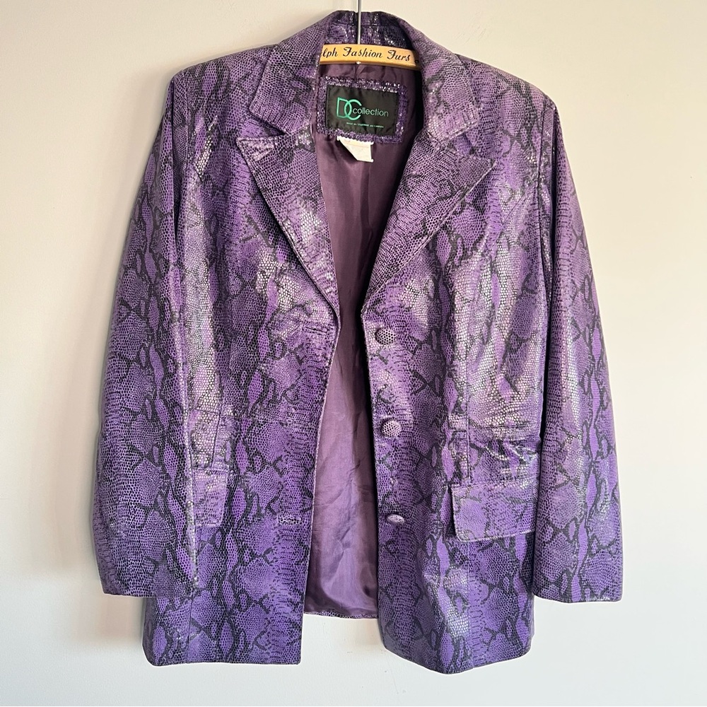 Vintage DC Purple Leather Snake Print Blazer